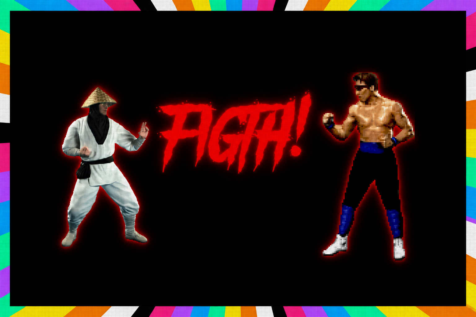 Letreiro digital retro arcade FIGHT — visual dinâmico na TV