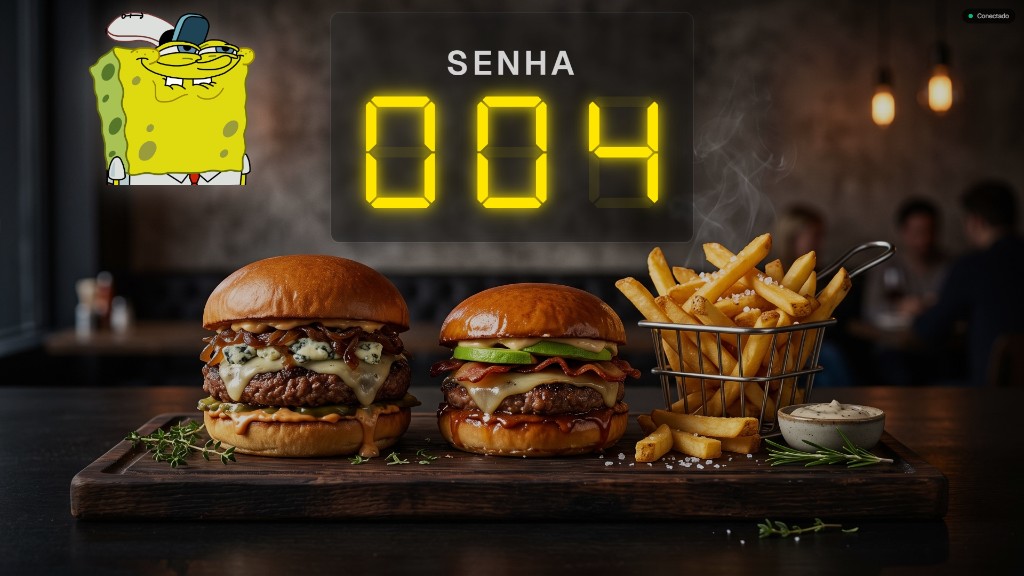Preview na TV com senha e propaganda de hamburgueria